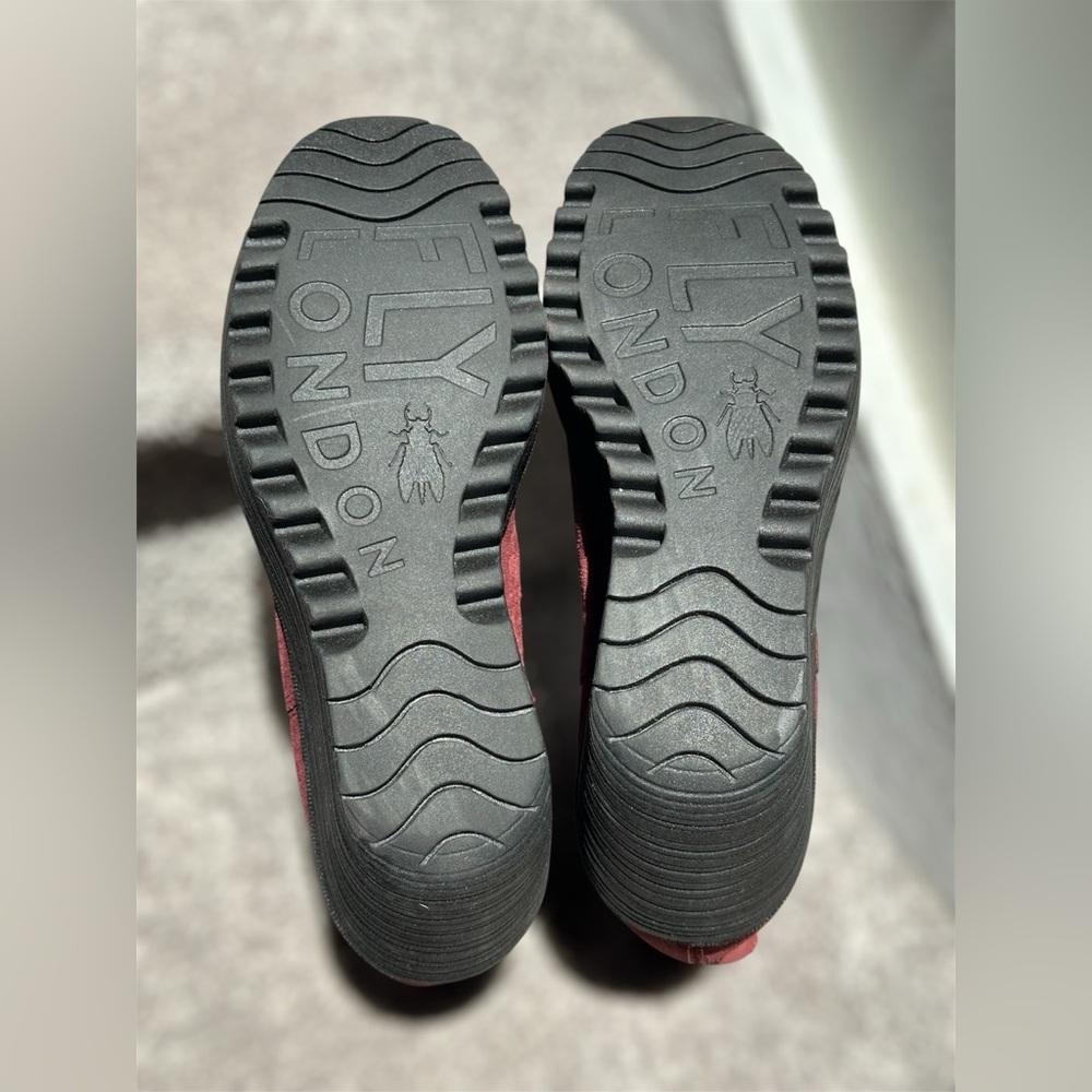 SOLD NEW Fly London Wine Suede Leather Wedge Ankle Boots Pull-On Women’s US 7.5 - Picture 10 of 10